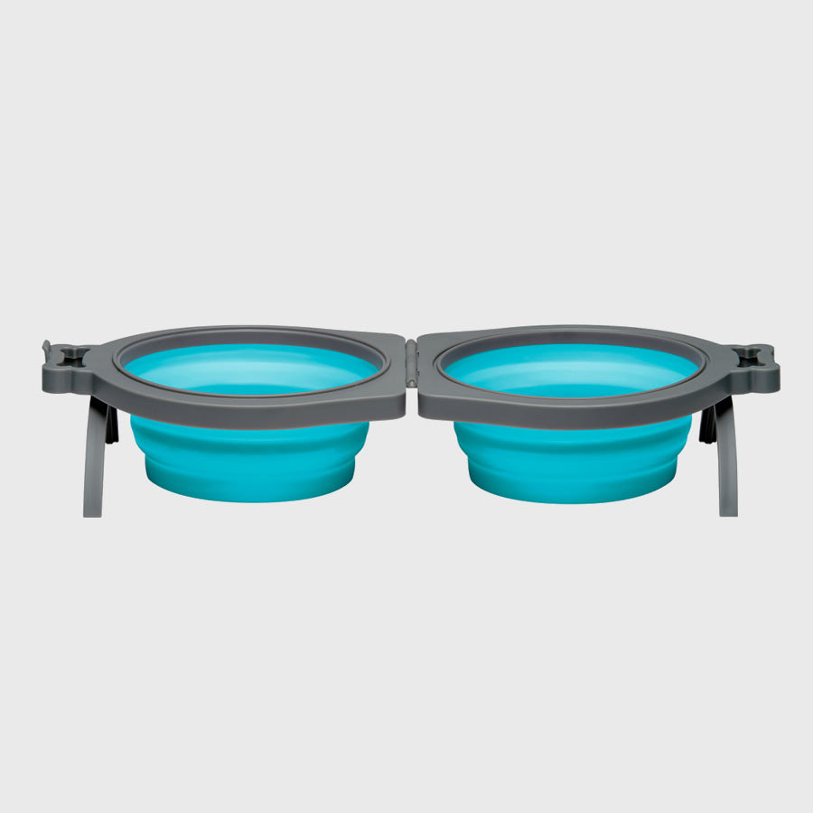 Bella Roma Travel Double Bowl Blue