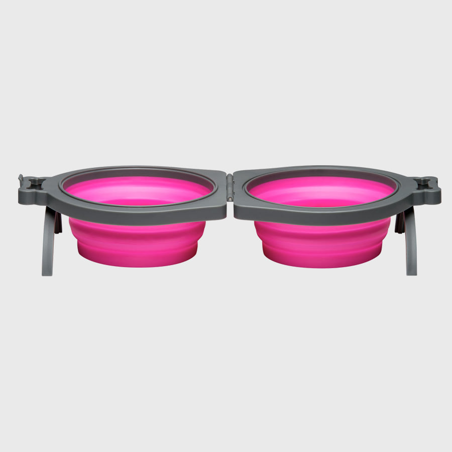 Bella Roma Travel Double Bowl Pink