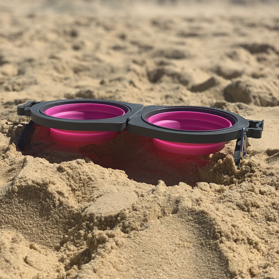 Bella Roma Travel Double Bowl Pink