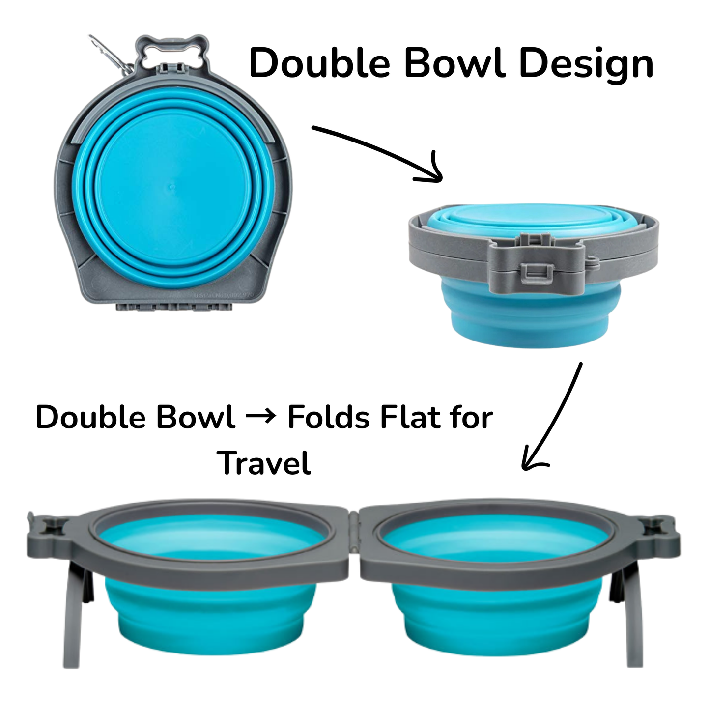Bella Roma Travel Double Bowl Blue