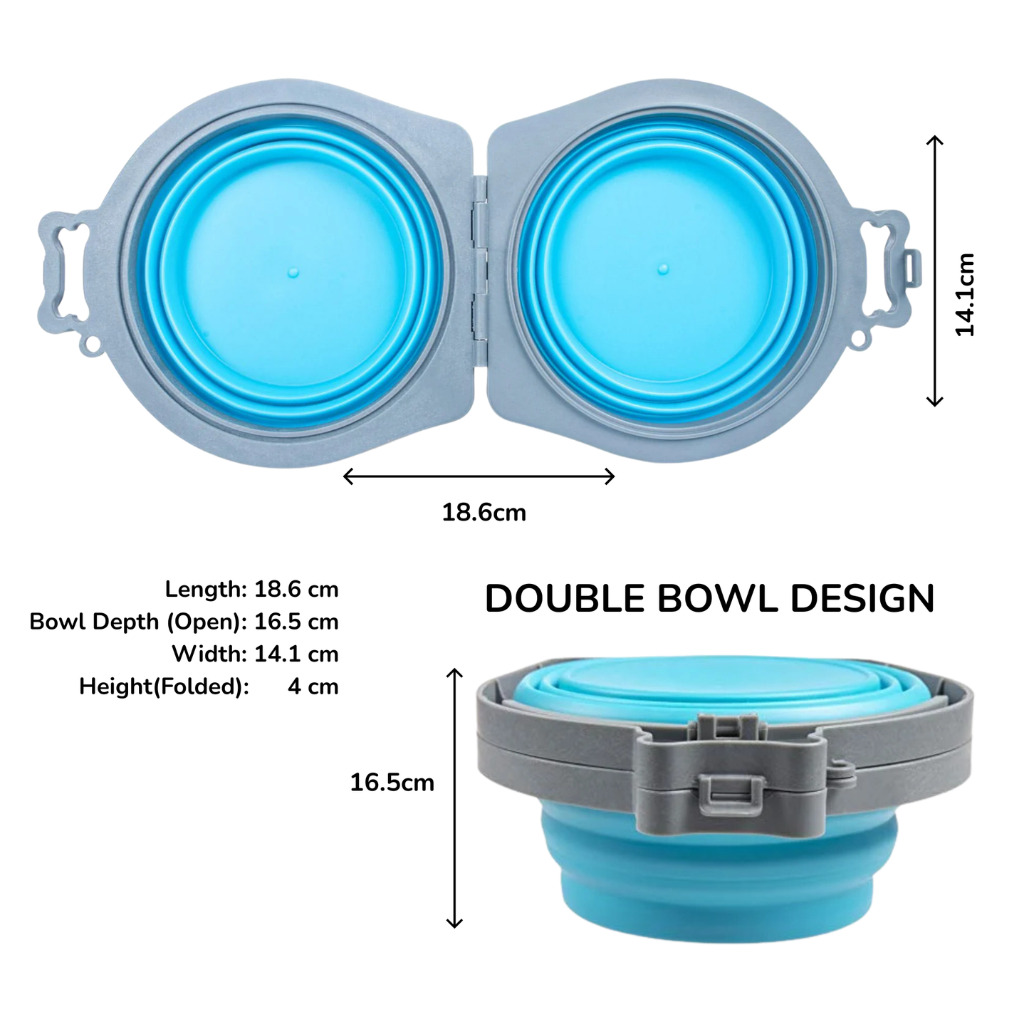 Bella Roma Travel Double Bowl Blue