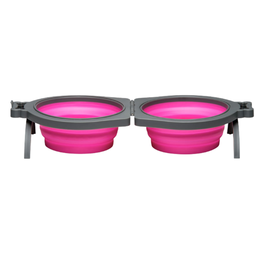 Bella Roma Travel Double Bowl Pink