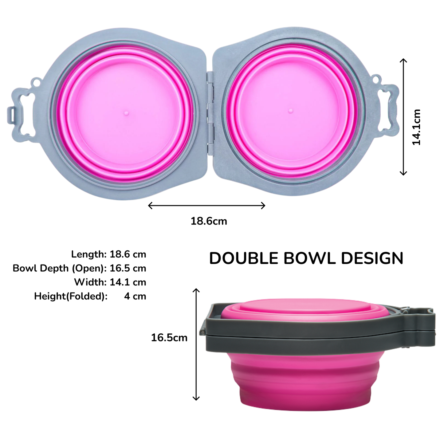 Loving Pets Bella Roma Travel Double Bowl Pink