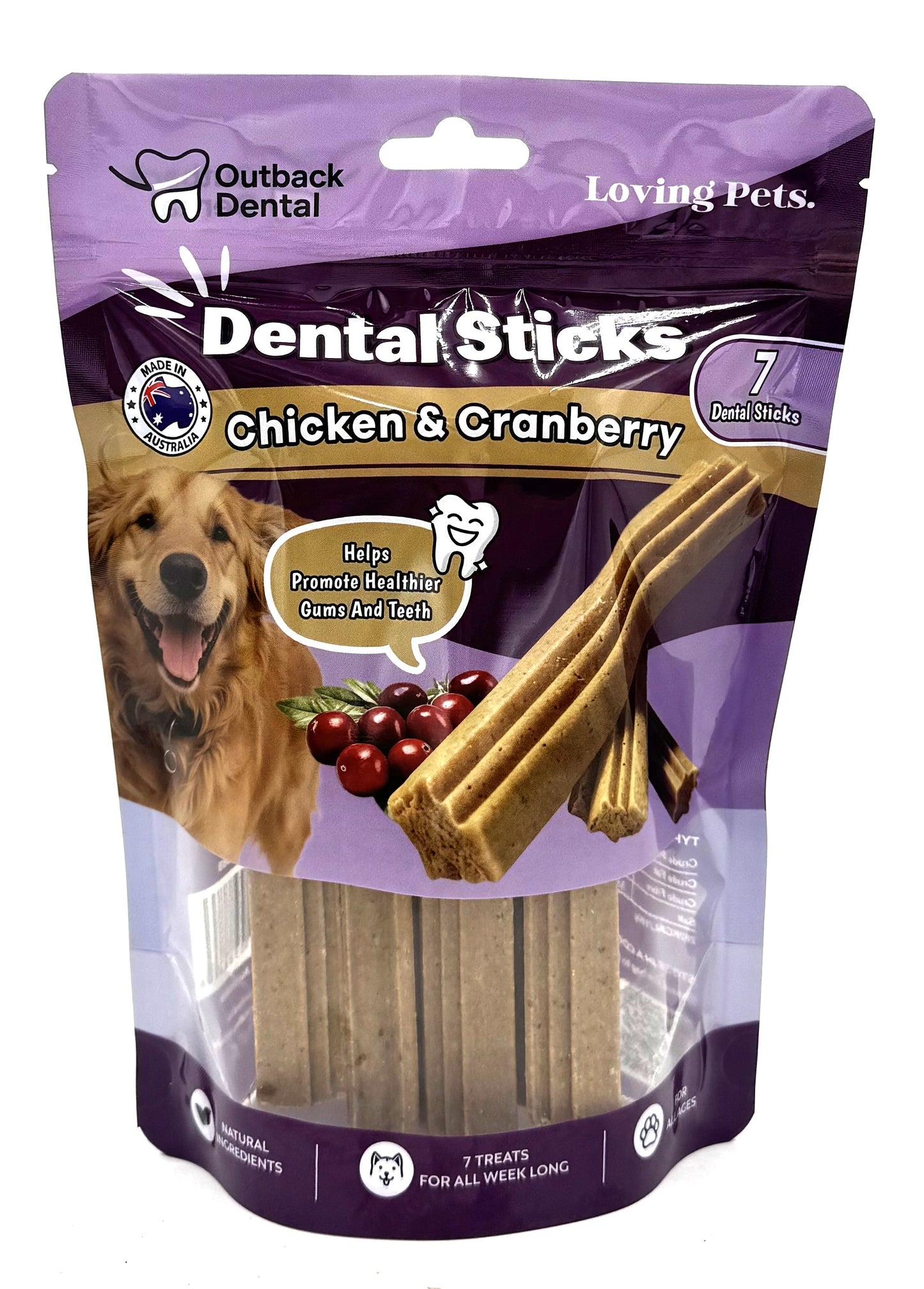 Loving Pets Chicken & Cranberry Dental Sticks 7 Sticks (320g)