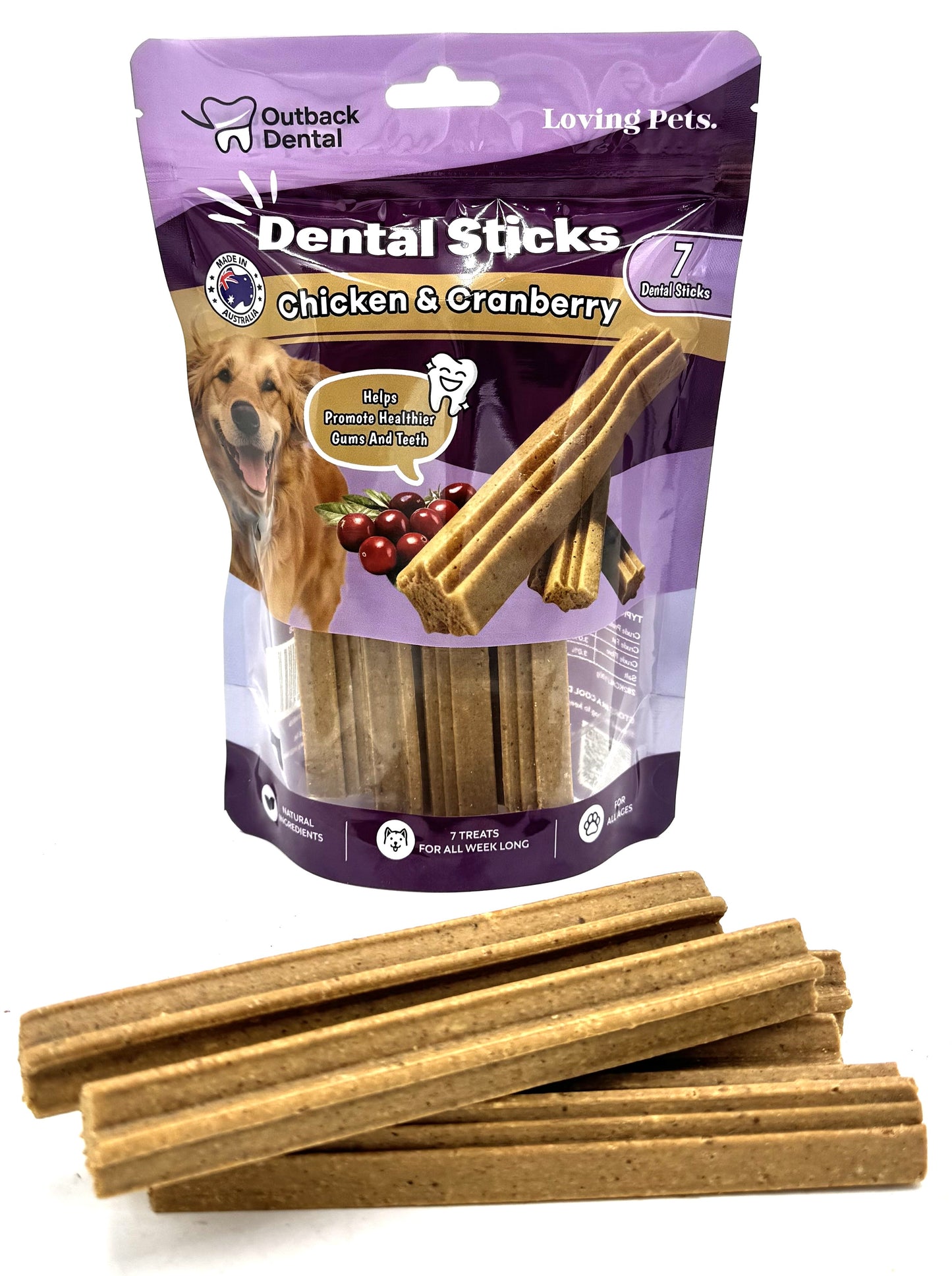 Loving Pets Chicken & Cranberry Dental Sticks 7 Sticks (320g)
