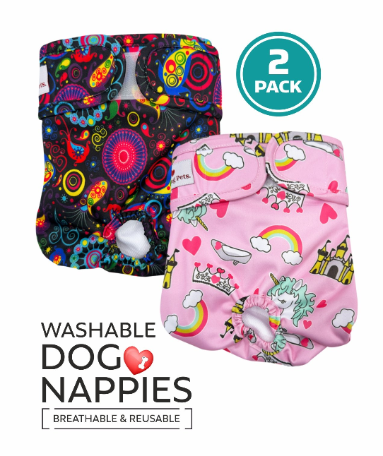 2 Pack(Pink +Purple) Nappies with 1 Random Treat (Boar, Croc, Venison)